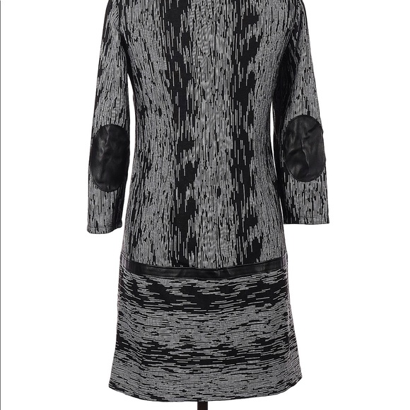 Maggy London Black Faux Leather Elbow Pads MIDI Dress - Picture 11 of 11